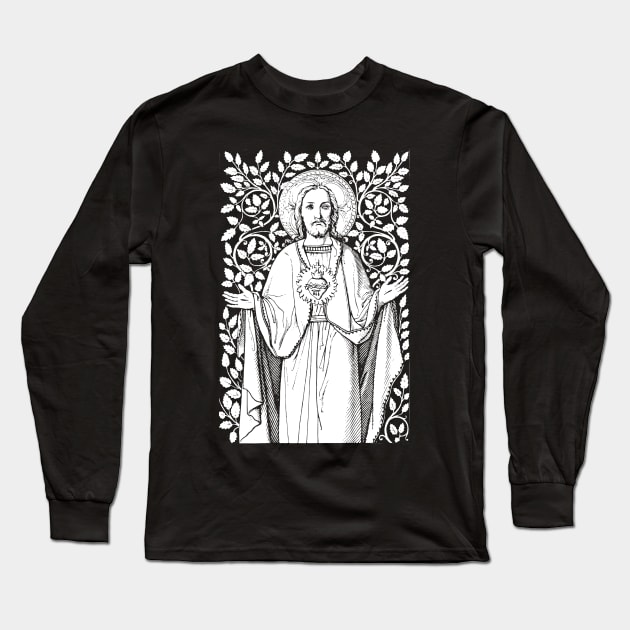 Jesus Christ with his Sacred Heart Long Sleeve T-Shirt by Beltschazar